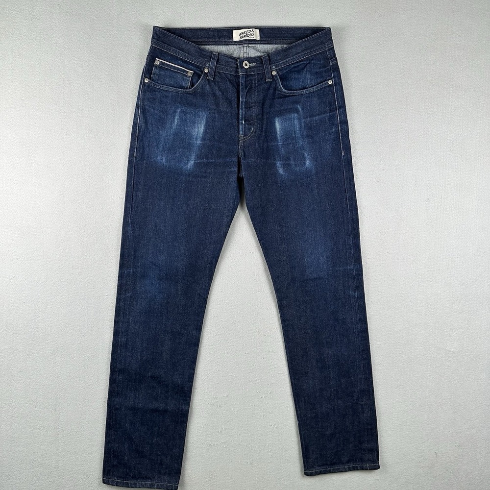 Naked And Famous Weird Guy Jeans Men's 34x33 Blue Indigo Selvedge Denim